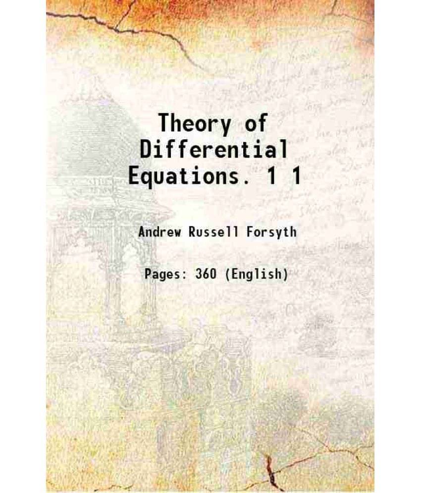 Theory Of Differential Equations. Volume 1 1890 Hardcover Theory Of Differential Equations. Volume 1 1890 Hardcover