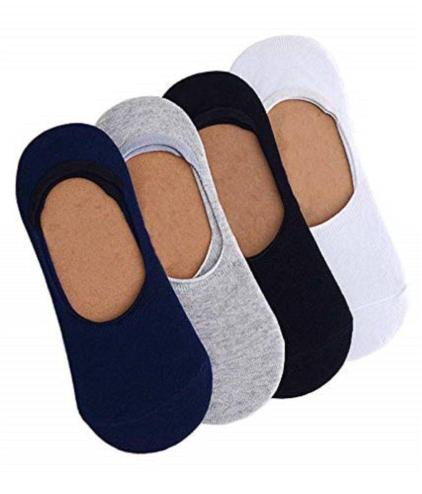     			Tahiro Multi Colour Plain Footies Loafer Socks -Pack  Of 4