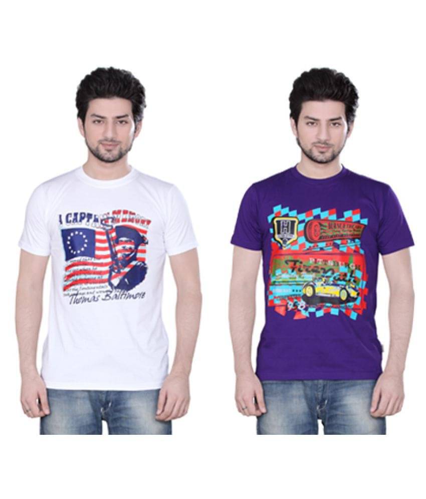     			Zebu Pack of 2 Cotton Regular Fit Men's T-Shirt ( Purple )