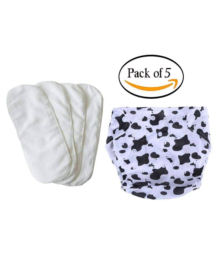 YUTIRITI 5 Pc Combo 1 Pc Printed Adjustable Diaper 4 Pc Diaper Changing Insert Cloth Pad for Babies YUTIRITI 5 Pc Combo 1 Pc Printed Adjustable Diaper 4 Pc Diaper Changing Insert Cloth Pad for Babies