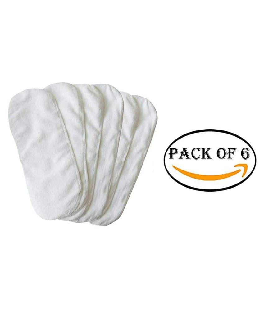     			YUTIRITI 6Pc Washable Microfiber Diaper Changing Insert Cloth Pad Cover for Babies - White