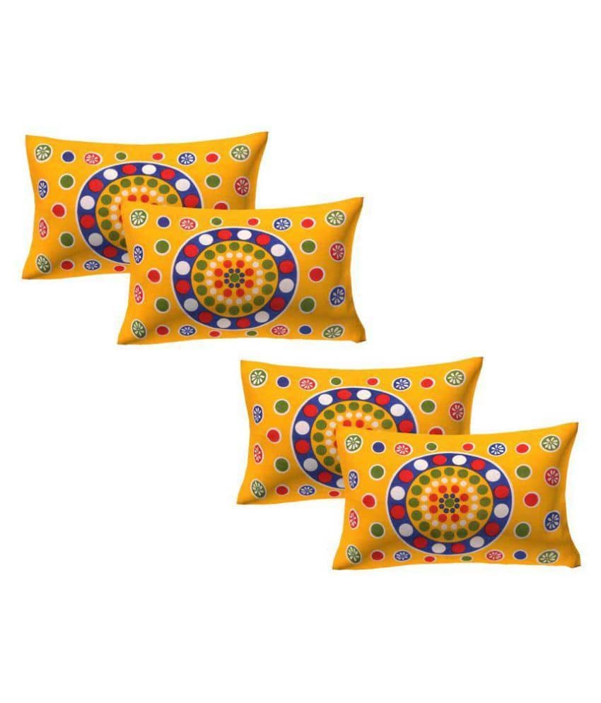 AJ Home Pack of 4 Cotton Multi Pillow Cover (17 X 27 Inch)