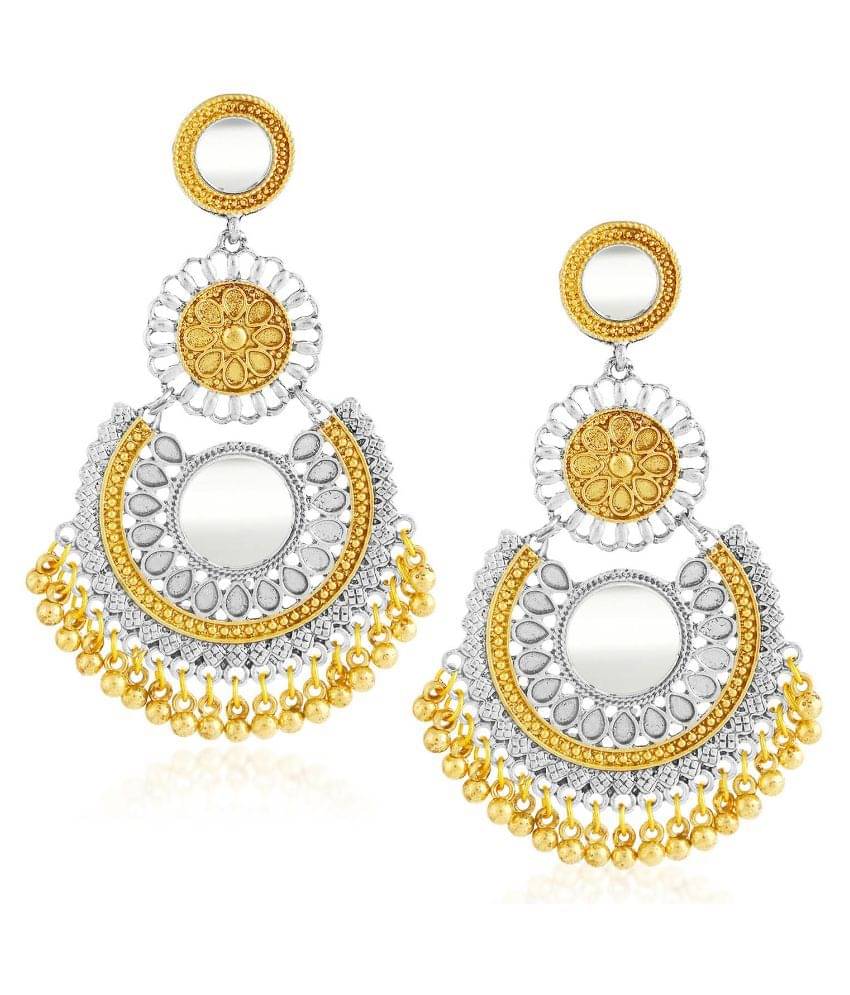 Sukkhi Charming Gold and Rhodium Plated Floral Chandbali Earrings For Women Sukkhi Charming Gold and Rhodium Plated Floral Chandbali Earrings For Women