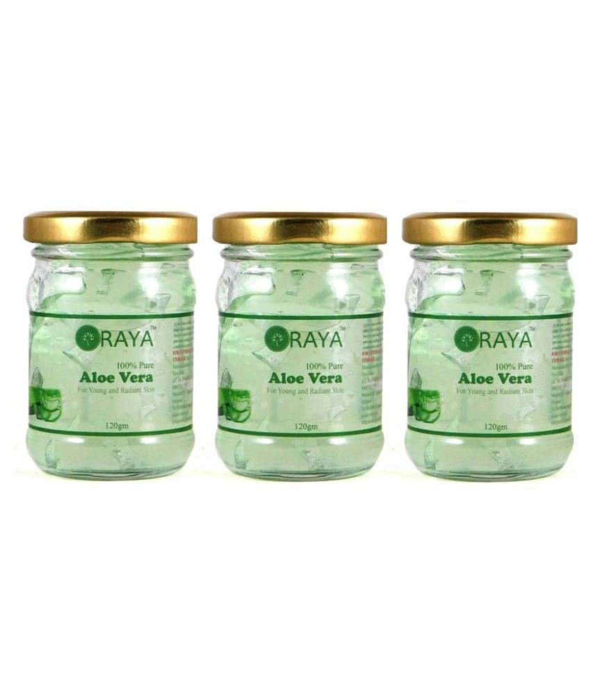 ORAYA 100 % Pure & Natural Green Aloe Vera Gel For Skin Brightness- Cleanser 360 gm Pack of 3 ORAYA 100 % Pure & Natural Green Aloe Vera Gel For Skin Brightness- Cleanser 360 gm Pack of 3