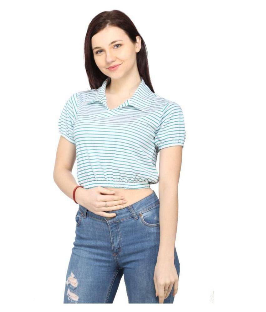 Ess Emm Clothing Women Cotton Striped Regular Fit Round Neck T-Shirt ( Blue ) Ess Emm Clothing Women Cotton Striped Regular Fit Round Neck T-Shirt ( Blue )