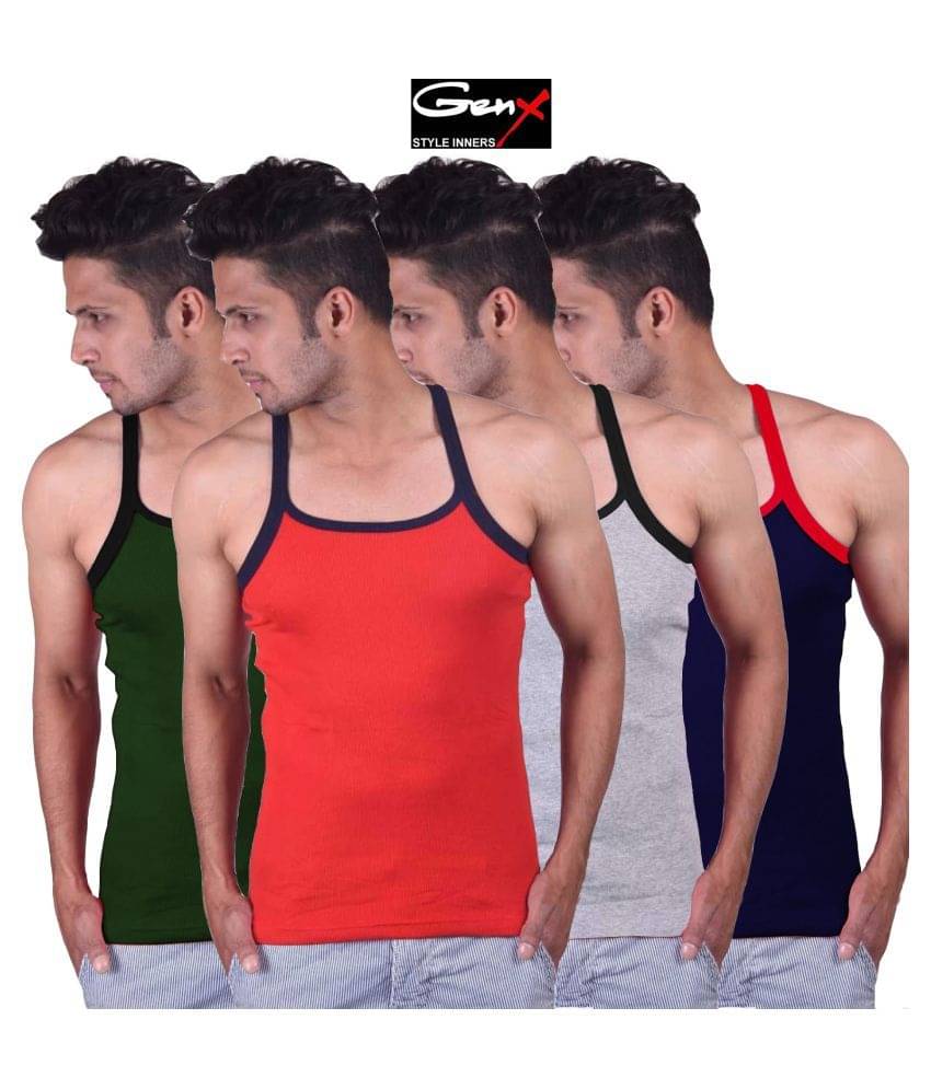     			Genx Multi Sleeveless Vests Pack of 4