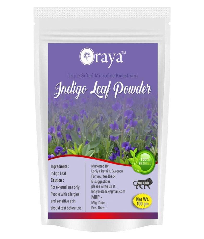 ORAYA 100% Natural Indigo Leaves Powder Henna Permanent Hair Color Black 100 gm ORAYA 100% Natural Indigo Leaves Powder Henna Permanent Hair Color Black 100 gm