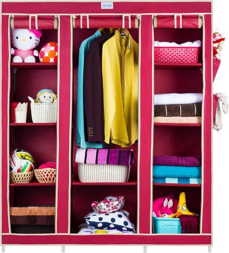 Fancy Portable Storage Wardrobe Triple Door Foldable Wardrobe