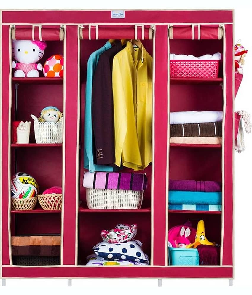 Fancy Portable Storage Wardrobe Triple Door Foldable Wardrobe