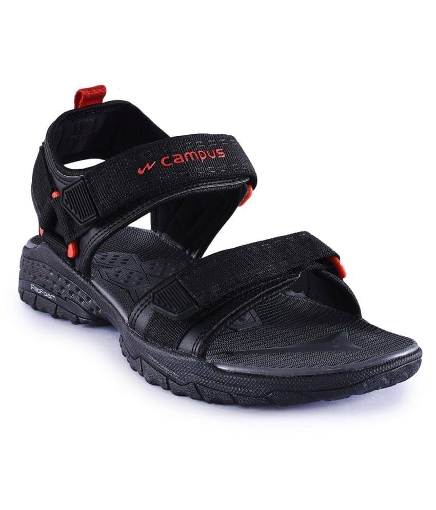     			Campus Black Synthetic Leather Sandals