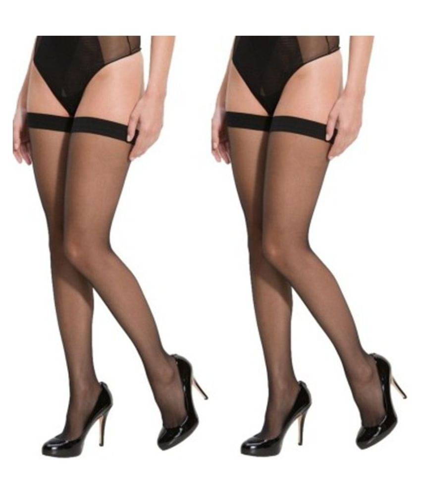 Neska Moda Women's 2 Pair Black Casual Thigh-Highs Long Stockings Tights Neska Moda Women's 2 Pair Black Casual Thigh-Highs Long Stockings Tights
