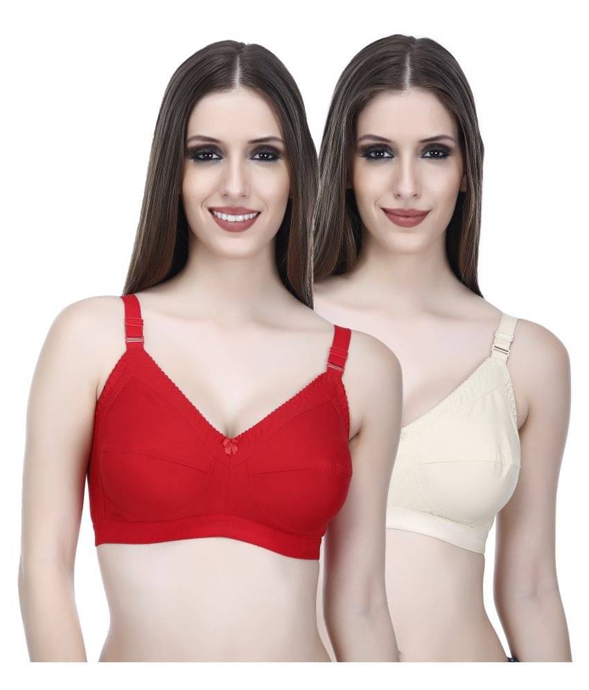 Elina Pack of 2 Cotton Non Padded Women's T-Shirt Bra ( Multi Color )     			Elina Pack of 2 Cotton Non Padded Women's T-Shirt Bra ( Multi Color )