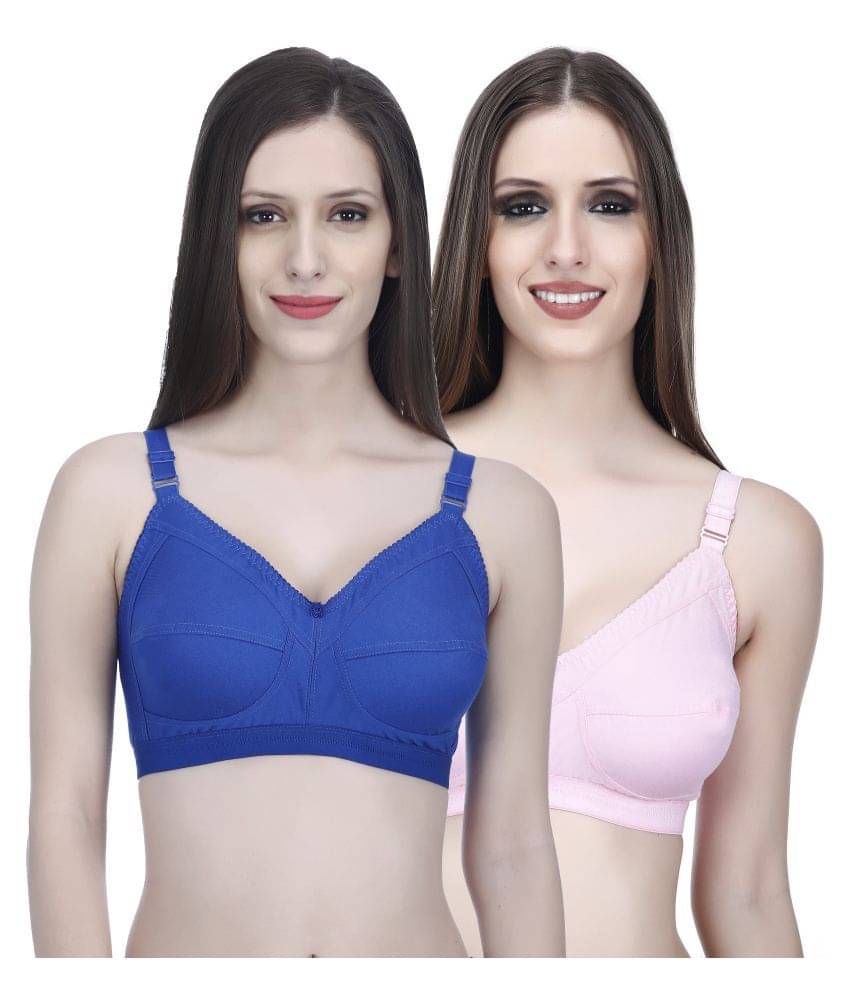     			Elina Pack of 2 Cotton Non Padded Women's T-Shirt Bra ( Multi Color )