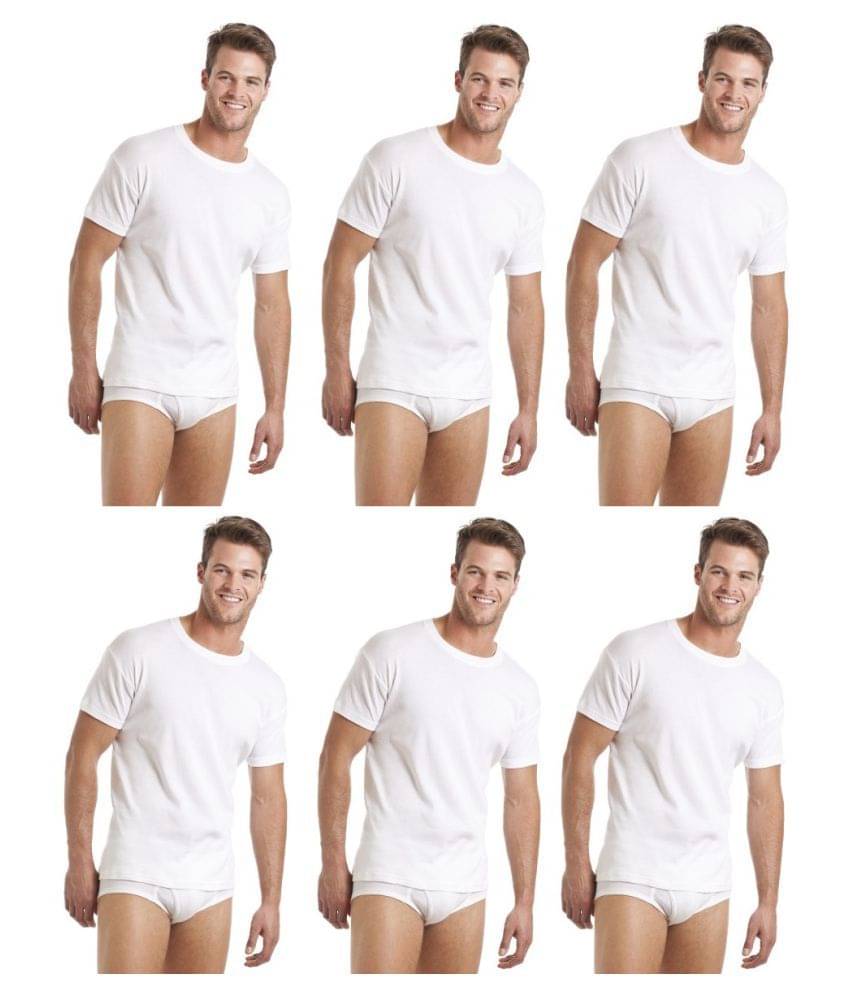 D1 DIFFERENT ONE White Half Sleeve Vests Pack of 6 D1 DIFFERENT ONE White Half Sleeve Vests Pack of 6