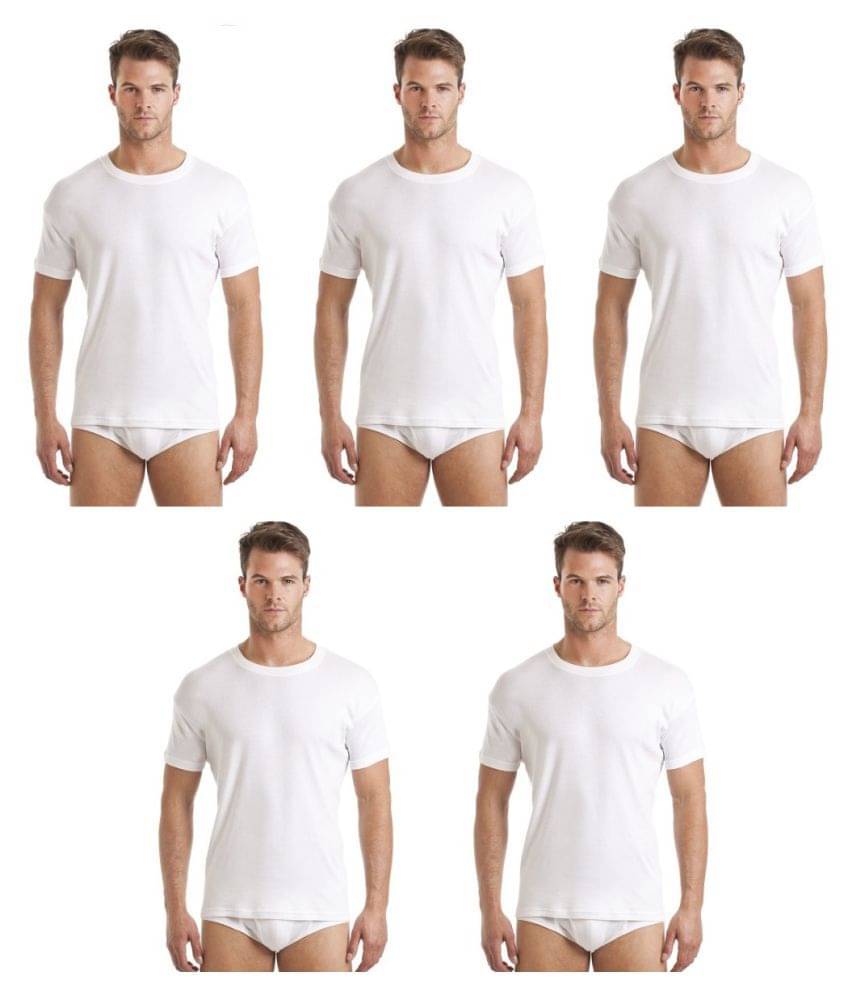D1 DIFFERENT ONE White Half Sleeve Vests Pack of 5 D1 DIFFERENT ONE White Half Sleeve Vests Pack of 5