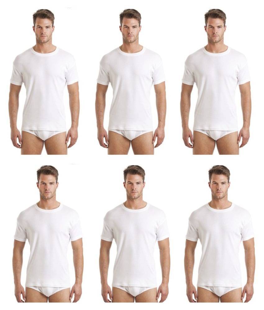 D1 DIFFERENT ONE White Half Sleeve Vests Pack of 6 D1 DIFFERENT ONE White Half Sleeve Vests Pack of 6
