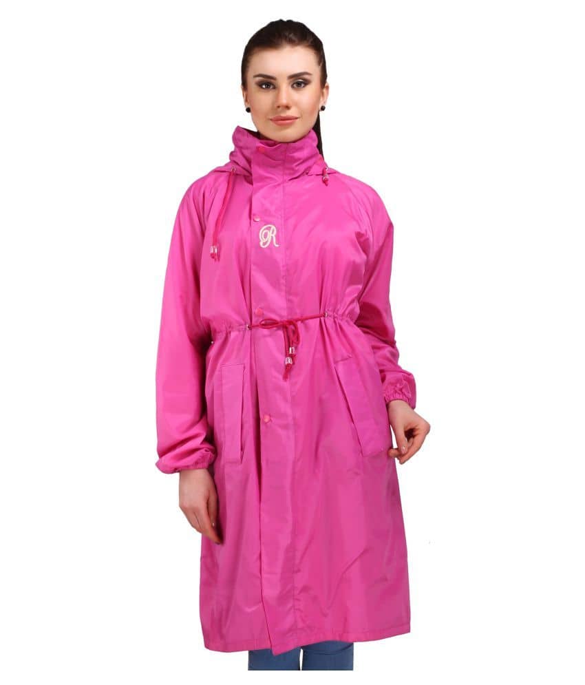 Goodluck Polyester Long Raincoat - Pink