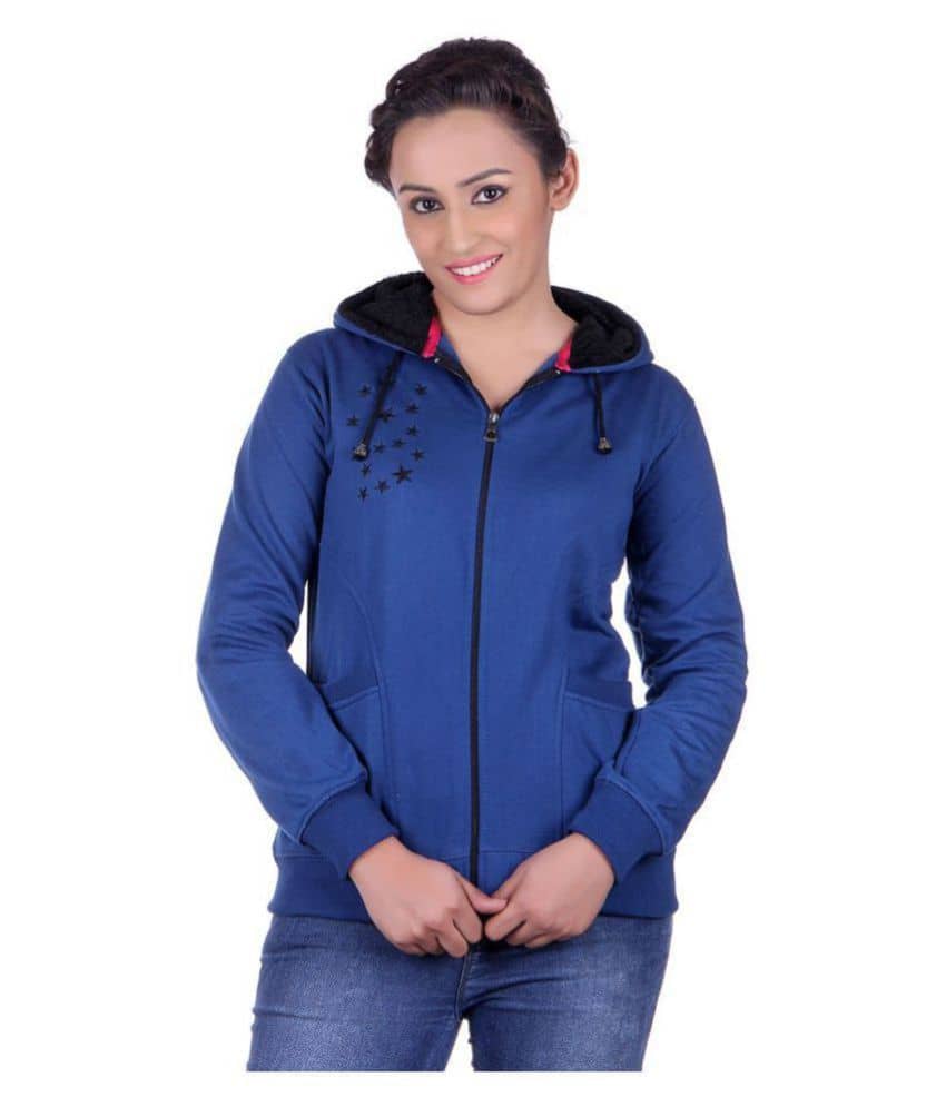 Goodluck Cotton - Fleece Blue Hooded Sweatshirt