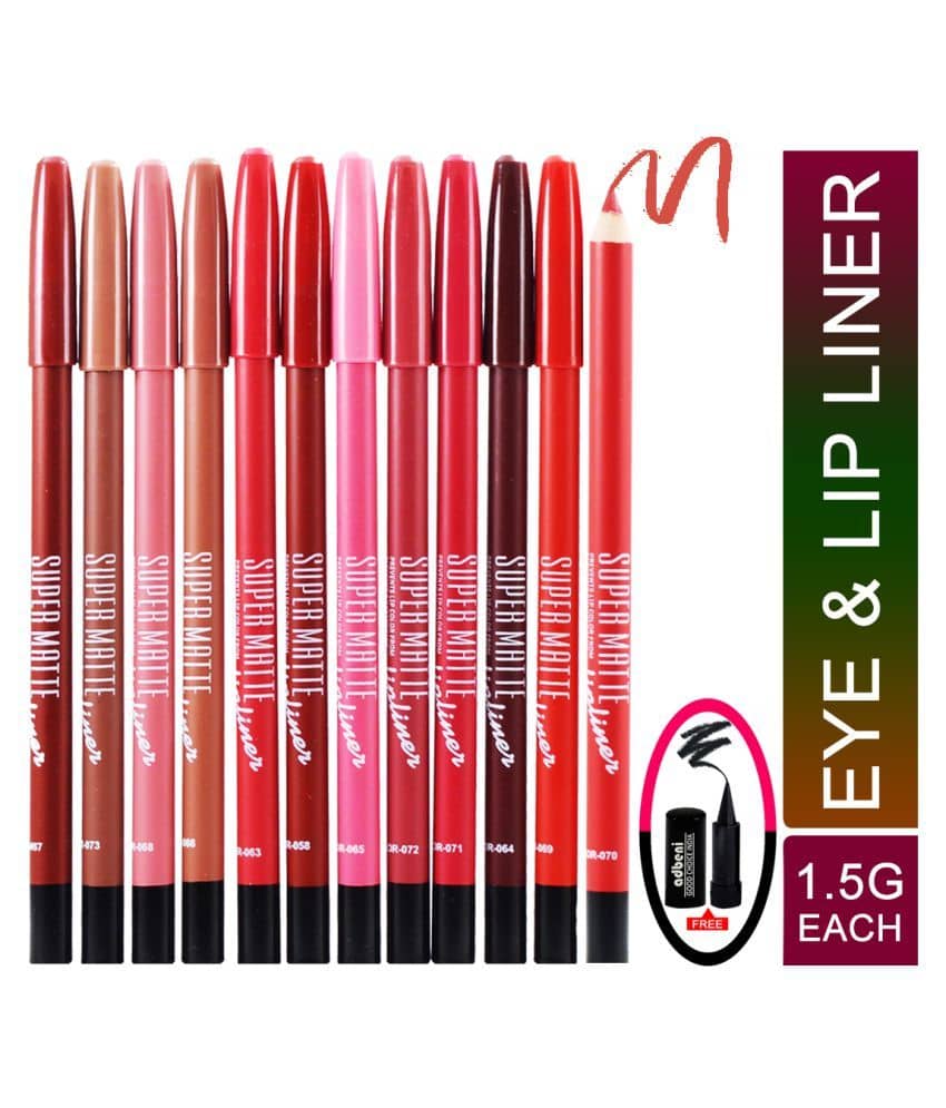 MN Super Matte 12PCs Lip Liner Pencil 12 1.5 gm