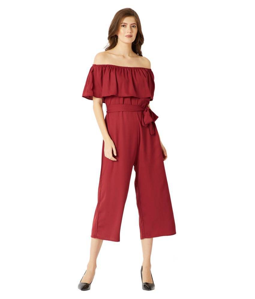 Miss Chase Maroon Crepe Jumpsuit     			Miss Chase Maroon Crepe Jumpsuit
