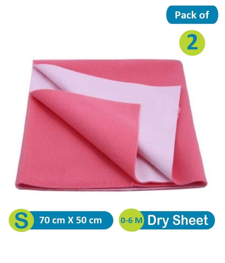 Quick Dry Pink Waterproof Bed Protector - Pack of 2 Rubber Sheet Quick Dry Pink Waterproof Bed Protector - Pack of 2 Rubber Sheet