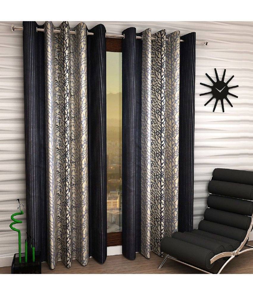     			Home Sizzler Set of 2 Window Blackout Room Darkening Eyelet Polyester Curtains Multi Color