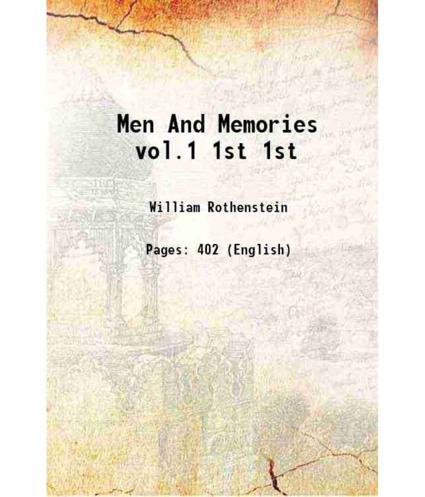 Men And Memories Vol.1 Volume 1St Hardcover Men And Memories Vol.1 Volume 1St Hardcover