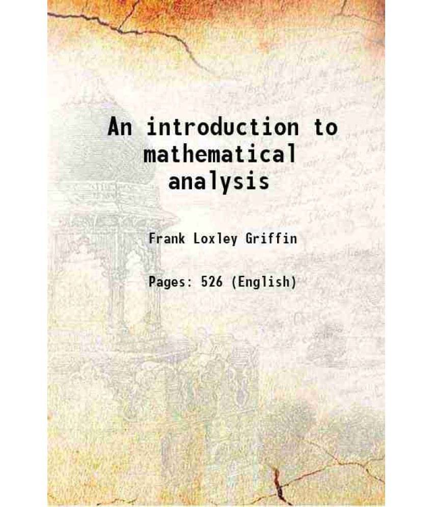     			An Introduction To Mathematical Analysis 1921 Hardcover