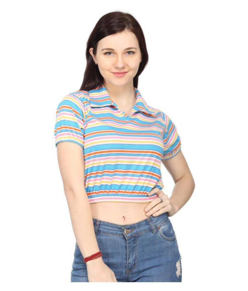 Ess Emm Clothing Women Cotton Striped Regular Fit Round Neck T-Shirt ( Multi Color )