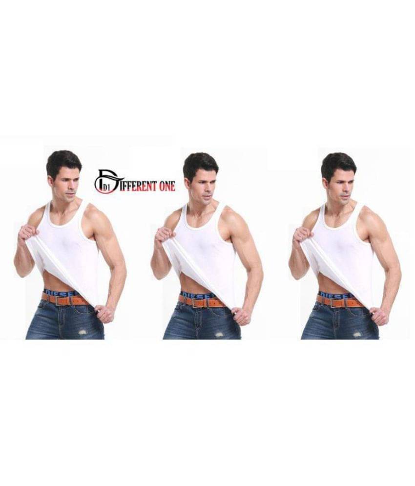     			D1 DIFFERENT ONE White Sleeveless Vests Pack of 3