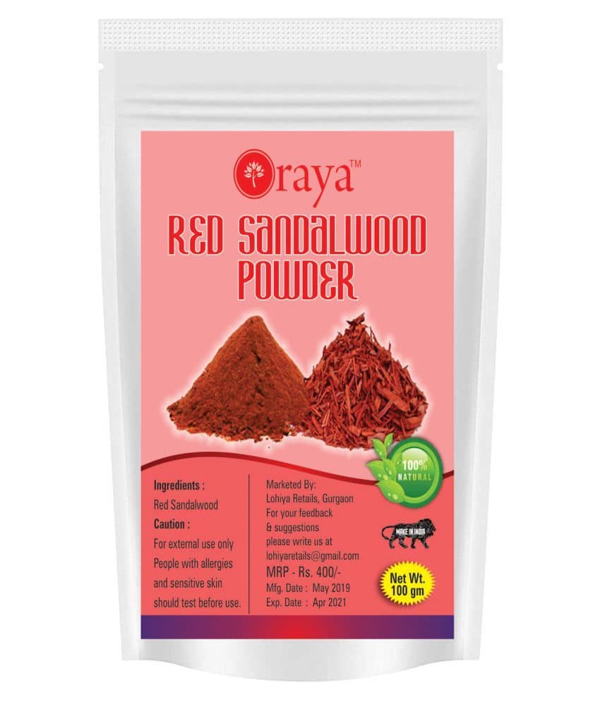 ORAYA 100% Pure & Natural Red Sandalwood Powder(100GM) Face Pack 100 gm