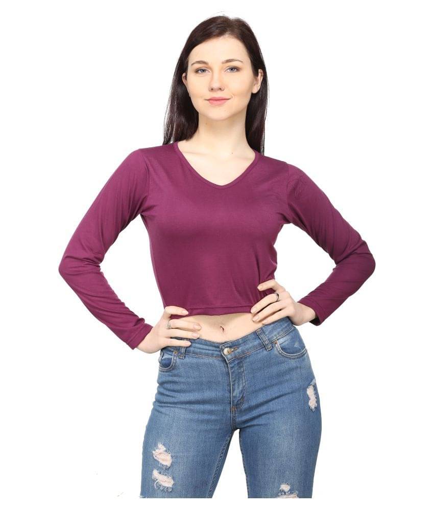 Ess Emm Clothing Women's Cotton Crop Top ( Purple ) Ess Emm Clothing Women's Cotton Crop Top ( Purple )
