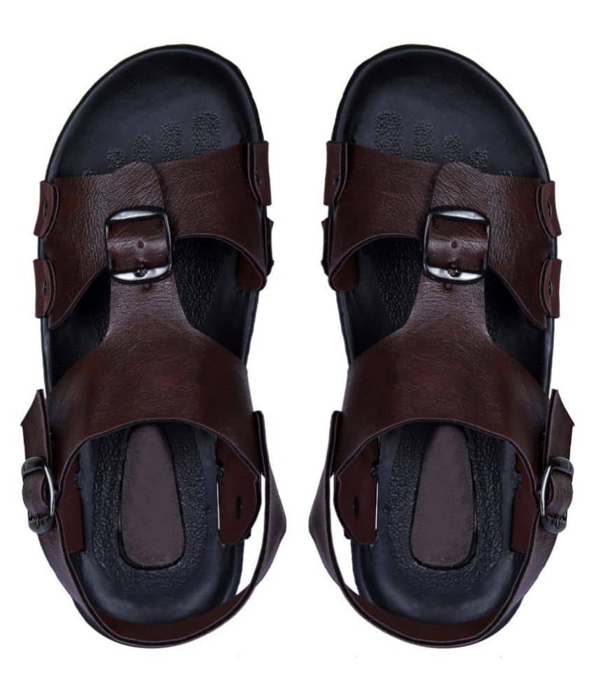 Style Height Brown Faux Leather Sandals
