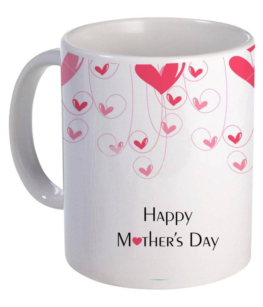     			COLOR YARD best happy mothers day with small heart design on Ceramic Coffee Mug 1 Pcs 325 ml