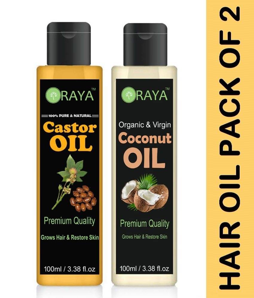 ORAYA 100% Pure & Natural Castor & Cocount Oil 200 ml Pack of 2 ORAYA 100% Pure & Natural Castor & Cocount Oil 200 ml Pack of 2