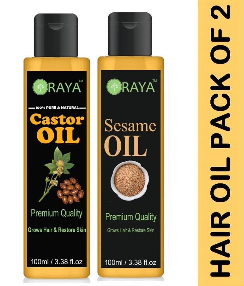     			ORAYA 100% Pure & Natural Castor Oil & Sesame Oil For Hair Massage 200 ml Pack of 2