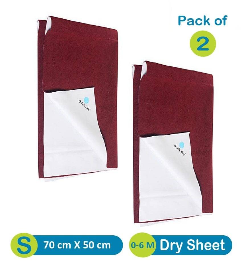 Quick Dry Plain Waterproof Maroon Small-Set of 2 Rubber Sheet Quick Dry Plain Waterproof Maroon Small-Set of 2 Rubber Sheet