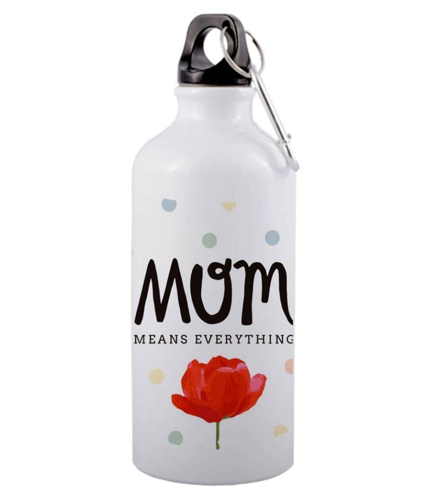     			COLOR YARD best MOM means everything in BLACK text design White 600 ml Aluminum Water Bottle Set of 1