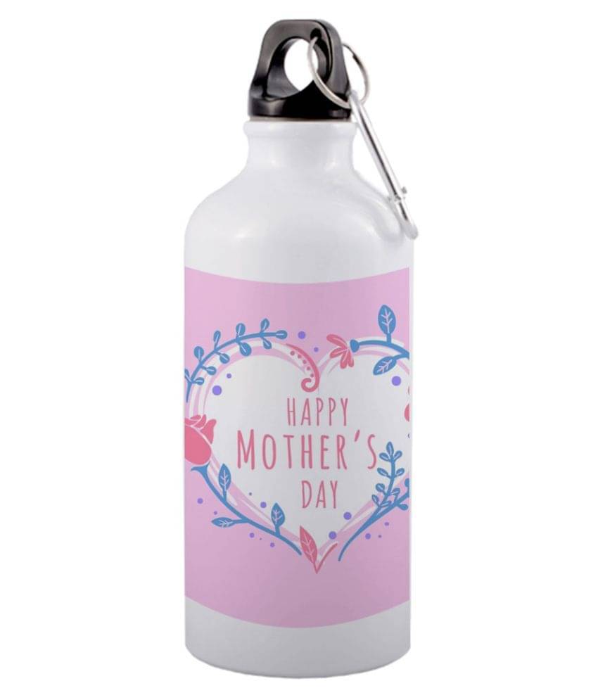     			COLOR YARD best happy mothers day in pink with white on White 600 ml Aluminum Water Bottle Set of 1
