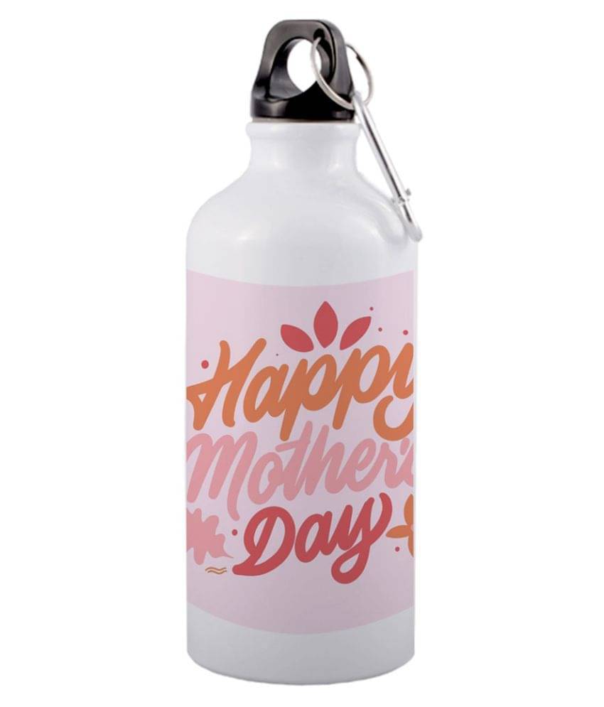 COLOR YARD best happy mothers day in multicolor design on White 600 ml Aluminum Water Bottle Set of 1 COLOR YARD best happy mothers day in multicolor design on White 600 ml Aluminum Water Bottle Set of 1