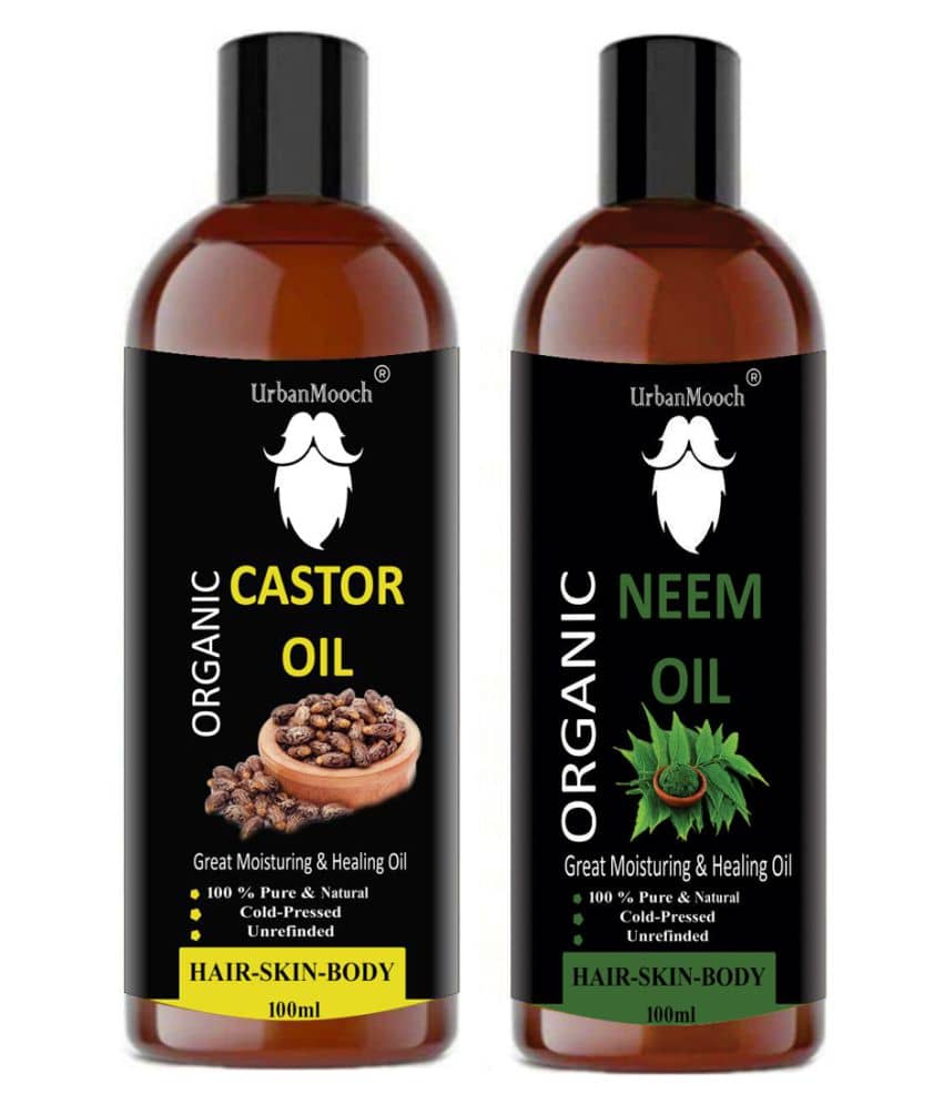 UrbanMooch 100% Pure & Natural Castor Oil & Neem Oil For Skin 200 ml Pack of 2