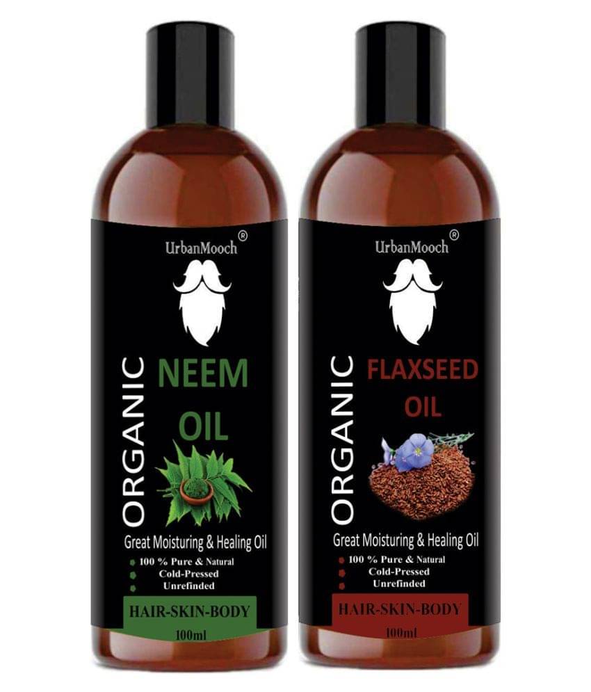 UrbanMooch 100% Pure & Natural Neem Oil & Flaxseed Oil- 200 ml Pack of 2 UrbanMooch 100% Pure & Natural Neem Oil & Flaxseed Oil- 200 ml Pack of 2