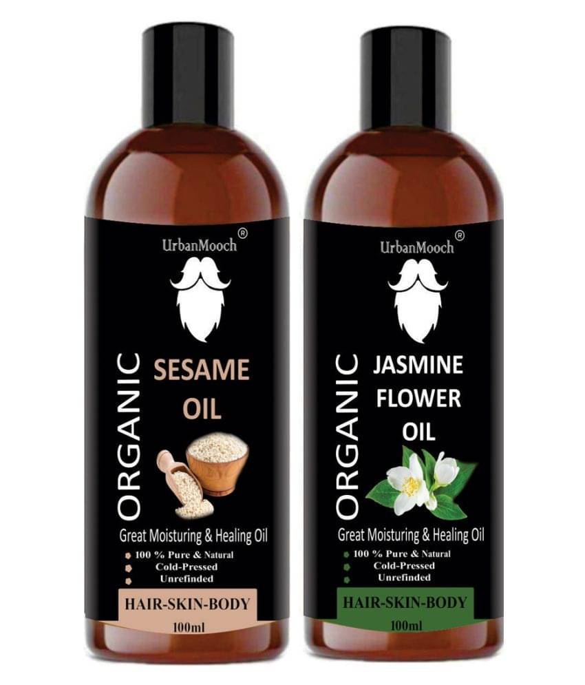 UrbanMooch 100% Pure & Natural Virgin Sesame Oil & Jasmine Oil- 200 ml Pack of 2 UrbanMooch 100% Pure & Natural Virgin Sesame Oil & Jasmine Oil- 200 ml Pack of 2