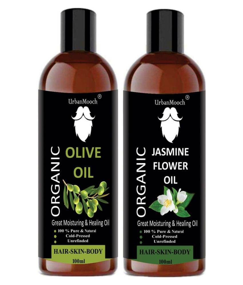 UrbanMooch 100% Pure & Natural Virgin Olive Oil & Jasmine Oil- 200 ml Pack of 3 UrbanMooch 100% Pure & Natural Virgin Olive Oil & Jasmine Oil- 200 ml Pack of 3