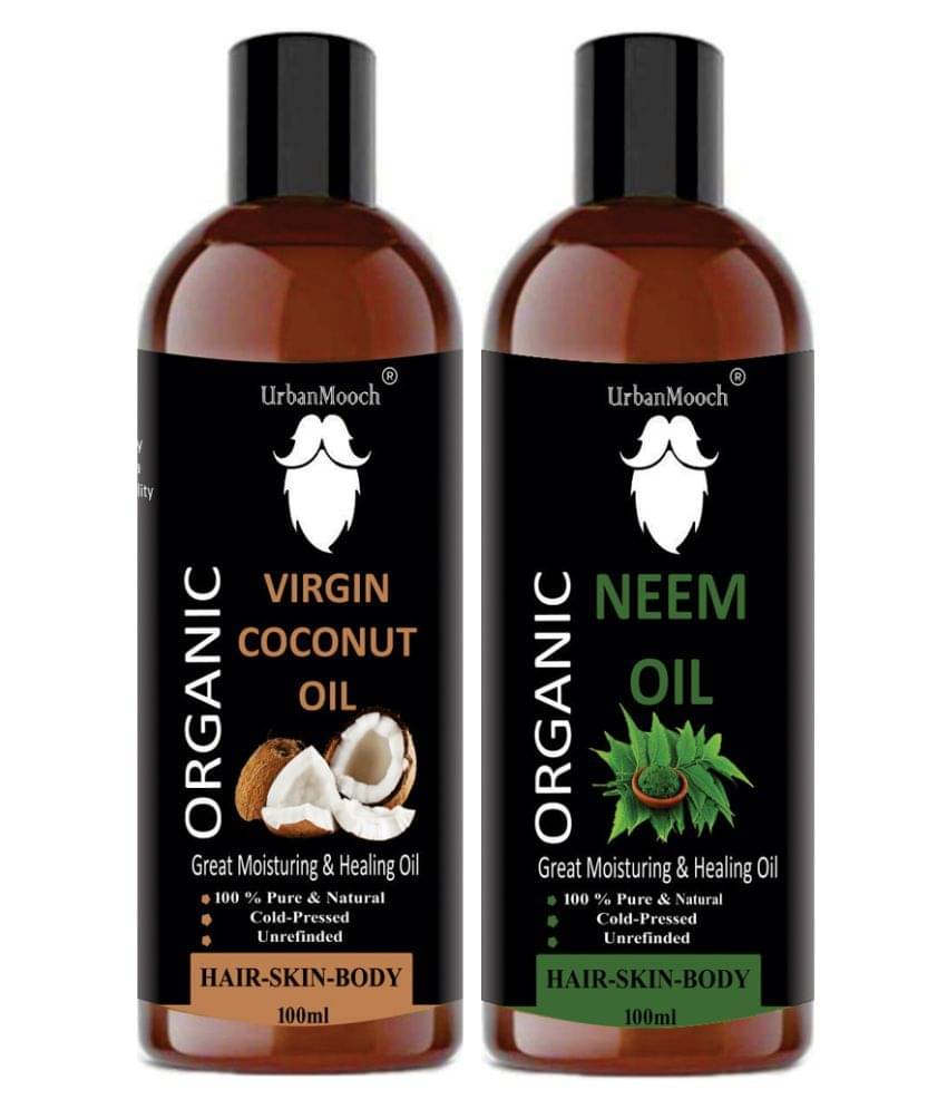 UrbanMooch 100% Pure & Natural Virgin Coconut Oil & Neem Oil- 200 ml Pack of 2 UrbanMooch 100% Pure & Natural Virgin Coconut Oil & Neem Oil- 200 ml Pack of 2