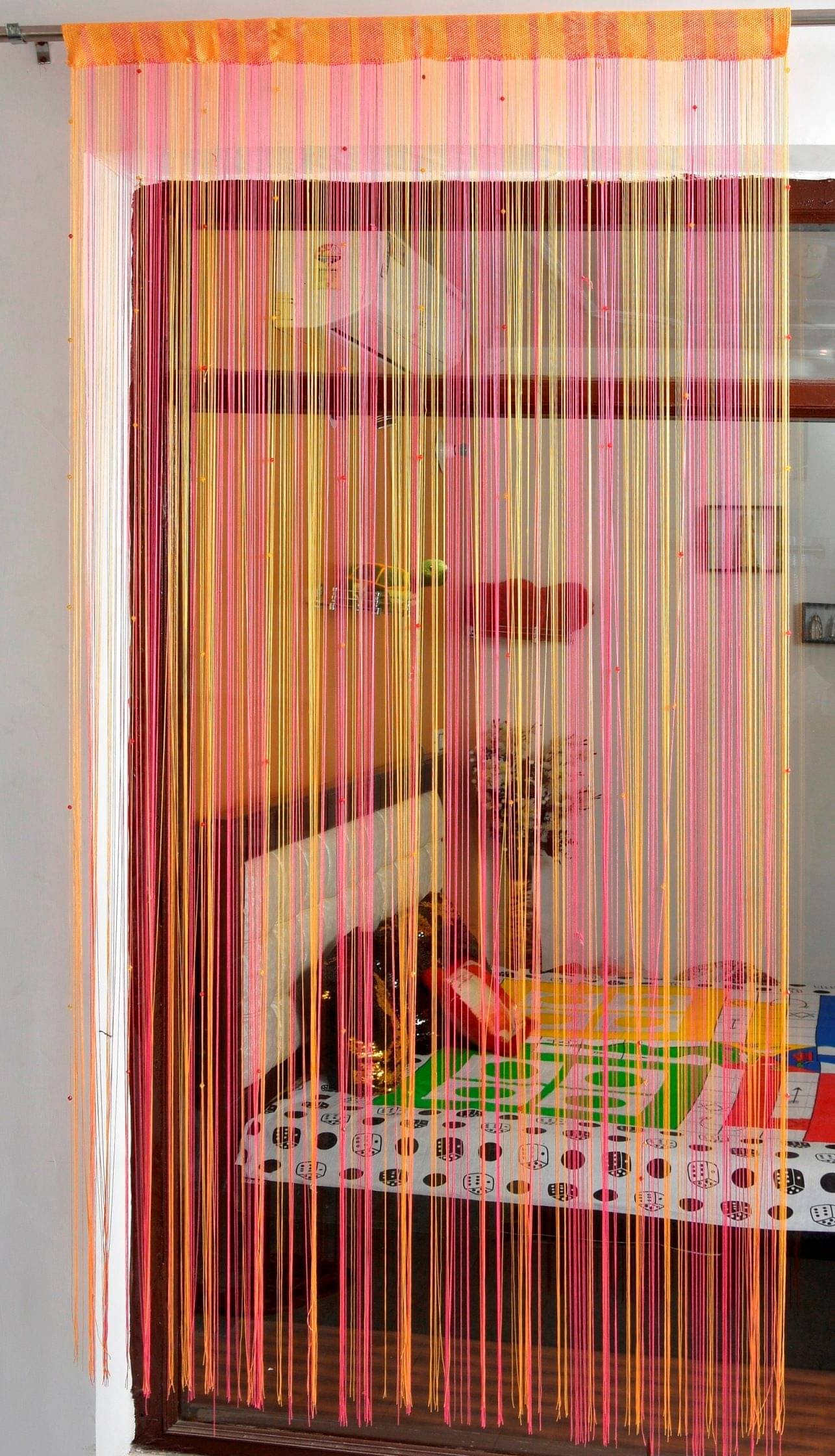     			Ace International Others Semi-Transparent Rod Pocket Door Curtain 7ft (Pack of 1) - Pink