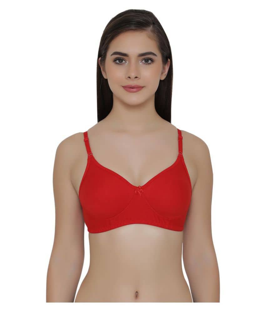 Clovia Cotton Non Padded Women's T-Shirt Bra ( Red )