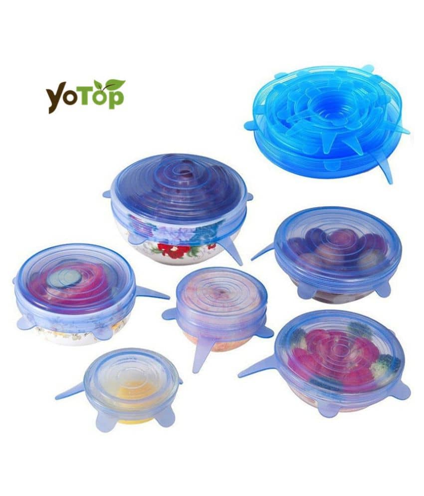 Designeez 6Pcs/Set Lid Silicone Saran Food Wrap-Bowl Pot Stretch Lids Cover Pan Vacuum Lid Sealer Kitchen Tools
