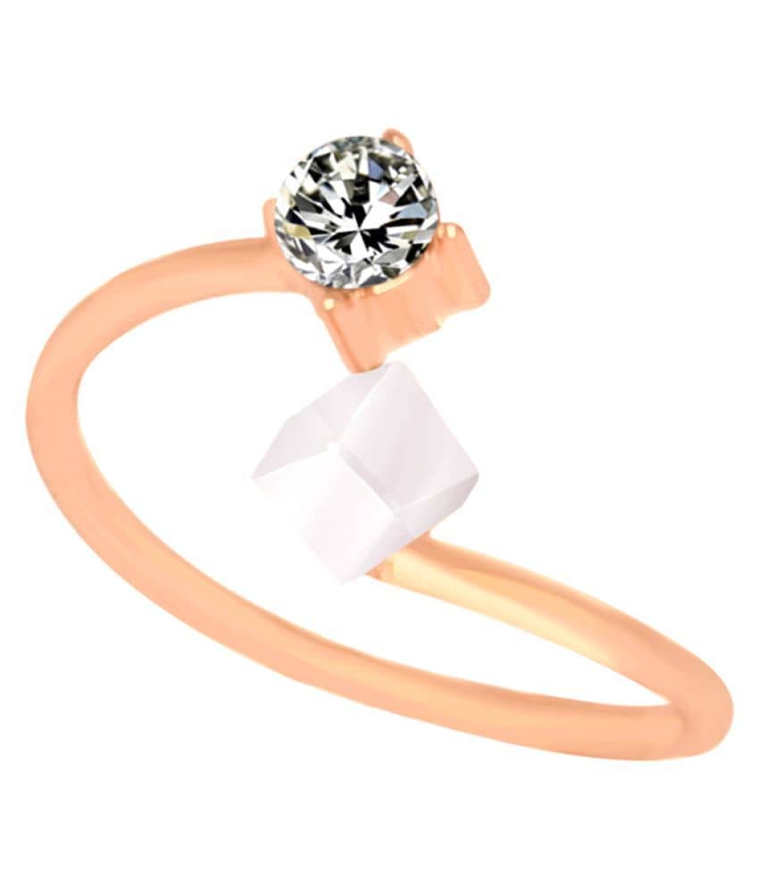Romp Fashion Rose Gold Plated Colorful Crystal Open Ring for Girls and Women