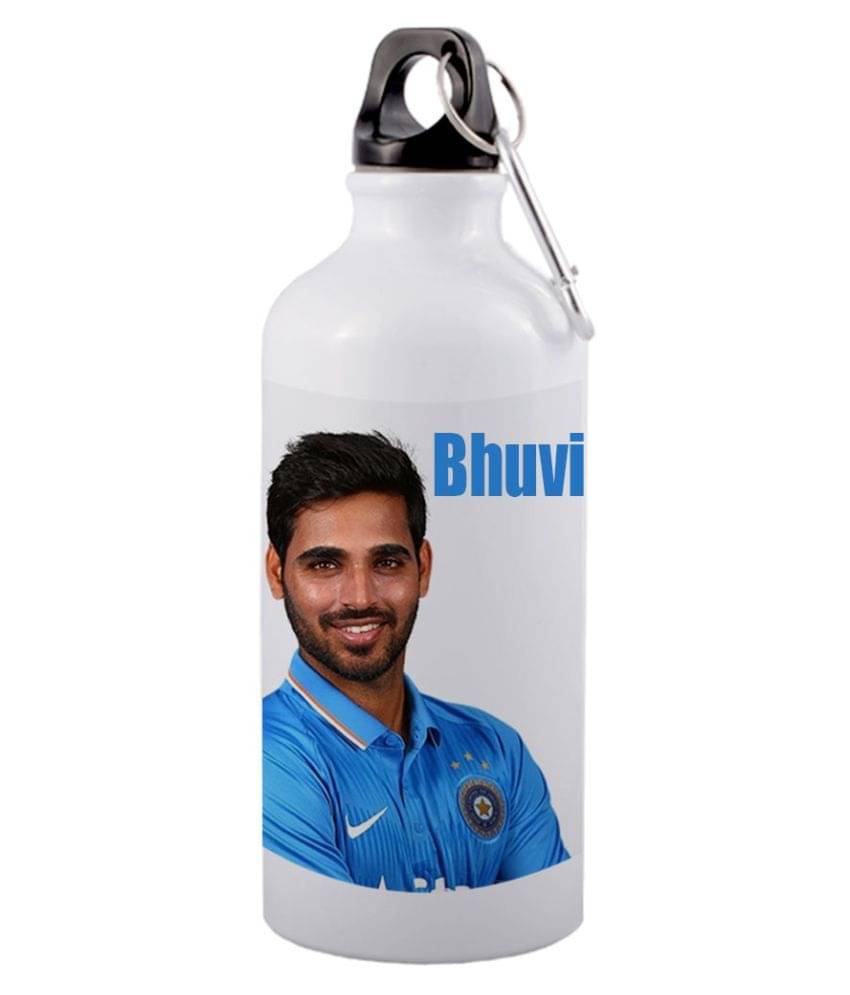     			COLOR YARD best indian cricketer Bhuvneshwar kumar design White 600 ml Aluminum Water Bottle Set of 1